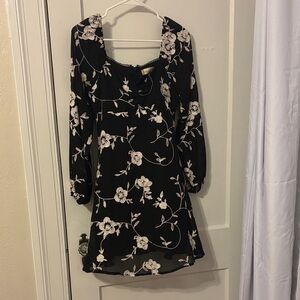 Altar'd State Black Dress with White Embroidered Flowers